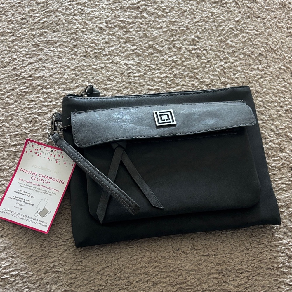 Liz Claiborne Black Phone Charging Clutch